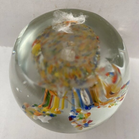 Hand Blown Art Glass Paperweight Tree of Life Orb – Multicolor Millefiori Design - Picture 6 of 7